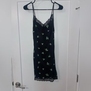 Motel slip dress black with green flowers